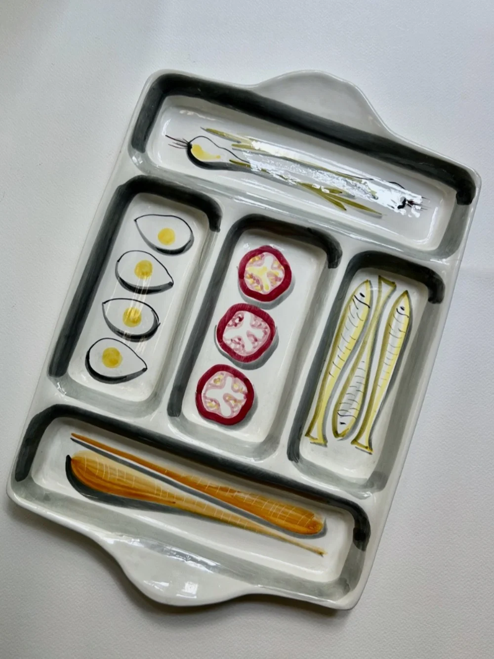 Italian MCM Hand Painted Art Pottery Tray
